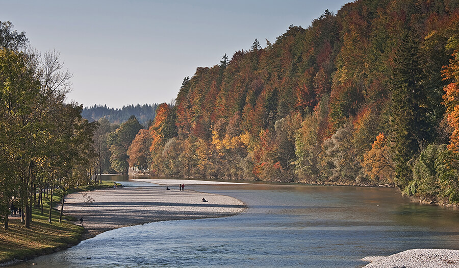 Joggen, Radeln, Spazierengehen an der Isar